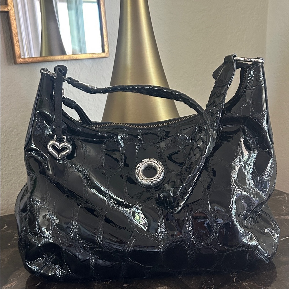 Brighton Black Patent Leather Handbag